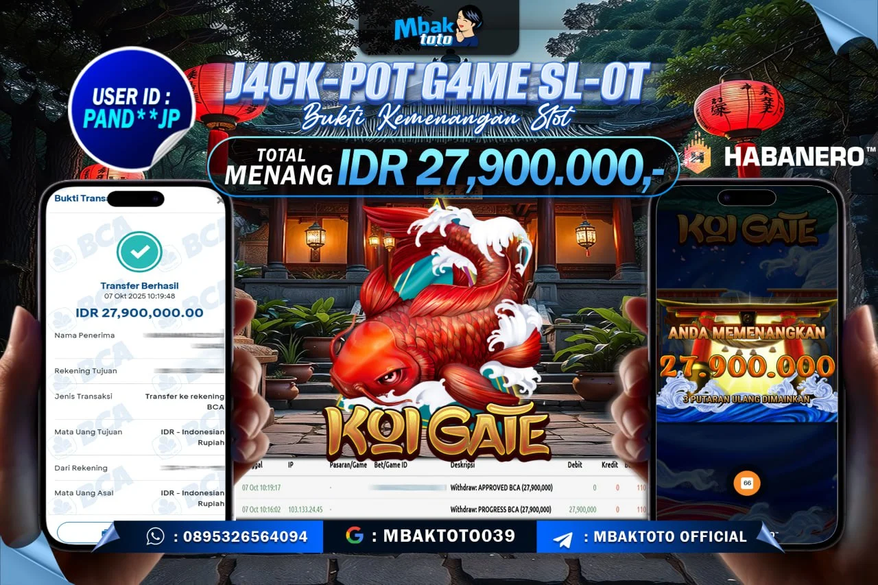 MBAKTOTO JACKPOT SLOT KOI GATES Rp. 27,900,000 LUNAS